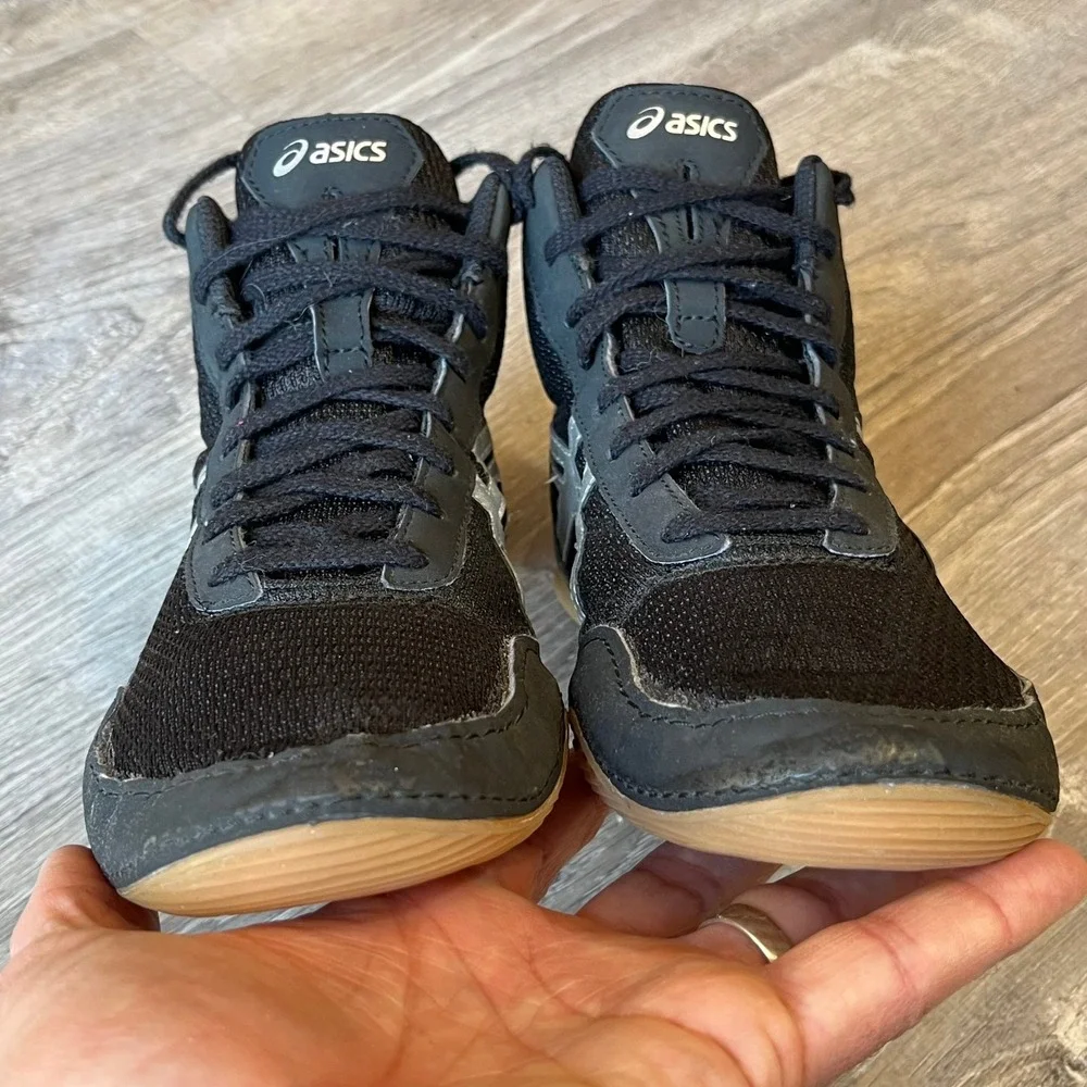 Asics Matflex 5 GS Wrestling Shoes Boxing Black Silver Gum Mens 5.5 EU 37